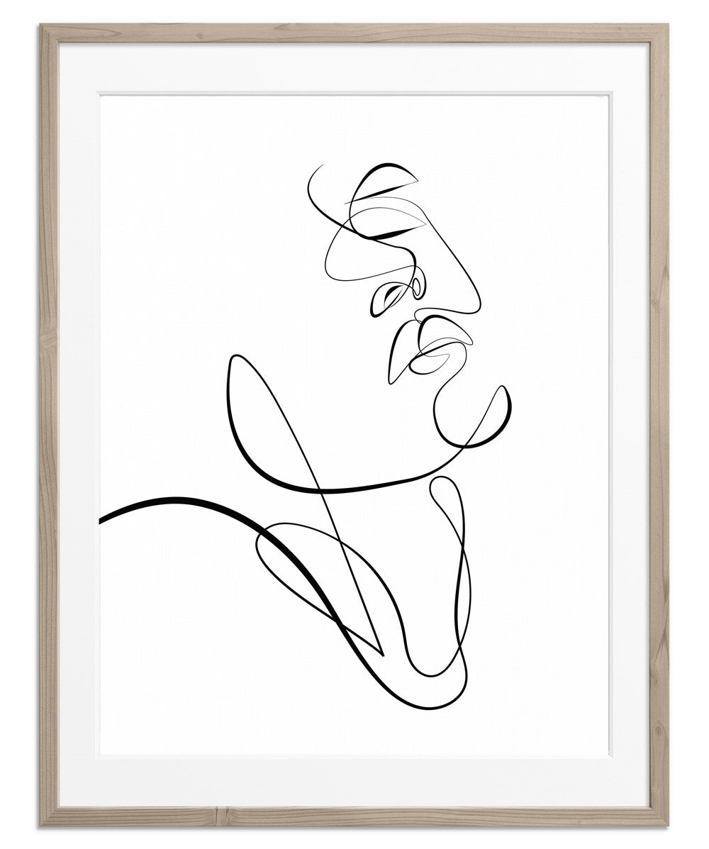 One Line Face Drawing Wall Art Print