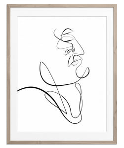One Line Face Drawing Wall Art Print
