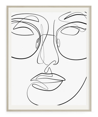 One line face illustration sun glasses wall art decor
