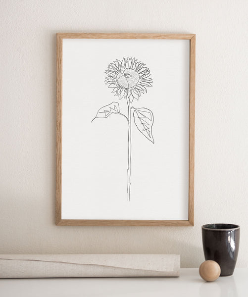 Sunflower With Two Leaves | Fine Art Print